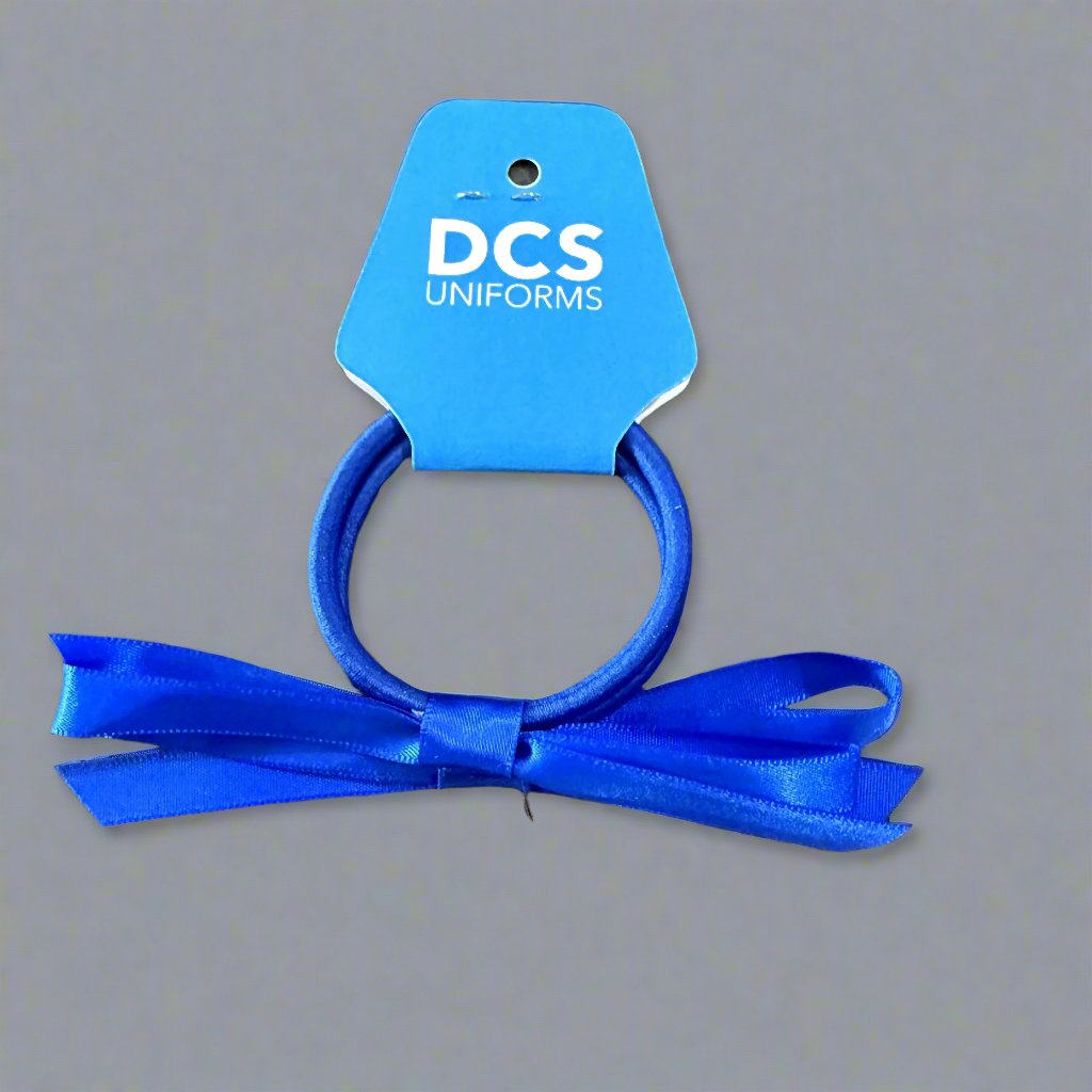 DCS ELASTIC HAIR TIE WITH SATIN BOW 2PK - NAVY, ROYAL BLUE OR MAROON