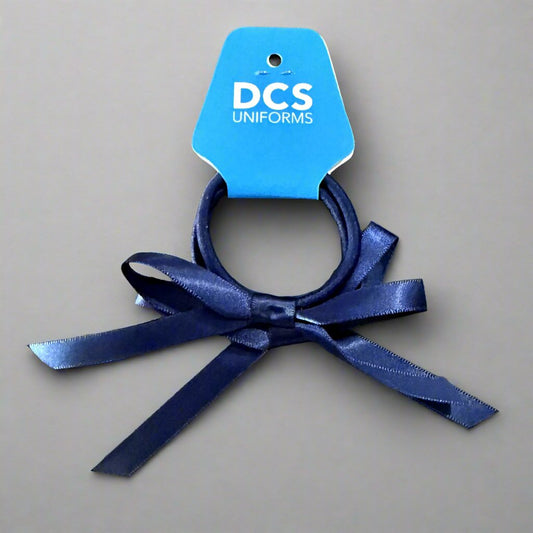 DCS ELASTIC HAIR TIE WITH SATIN BOW 2PK - NAVY, ROYAL BLUE OR MAROON