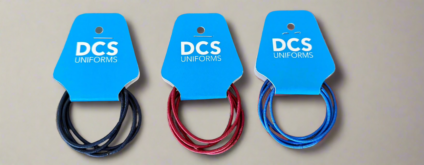 DCS ELASTIC HAIR TIE THIN - NAVY, ROYAL BLUE OR MAROON